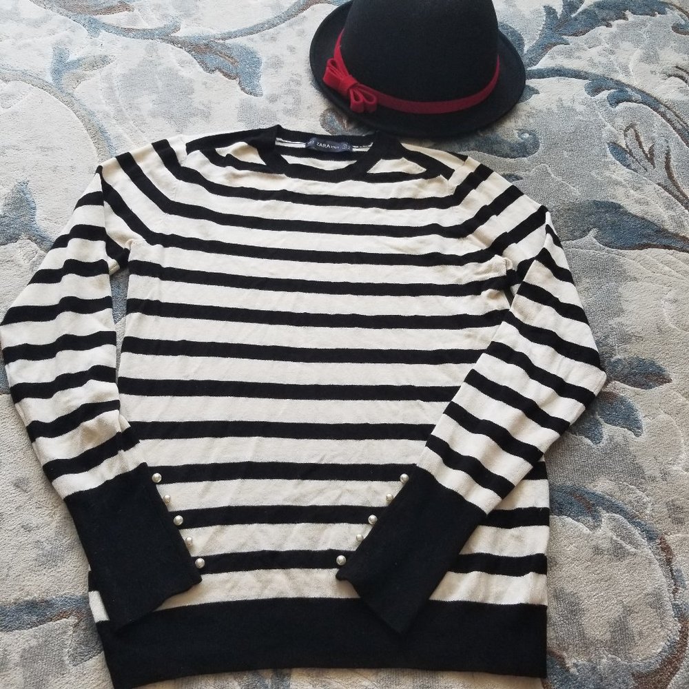 2 for $30! Zara black and white striped sweater, M
